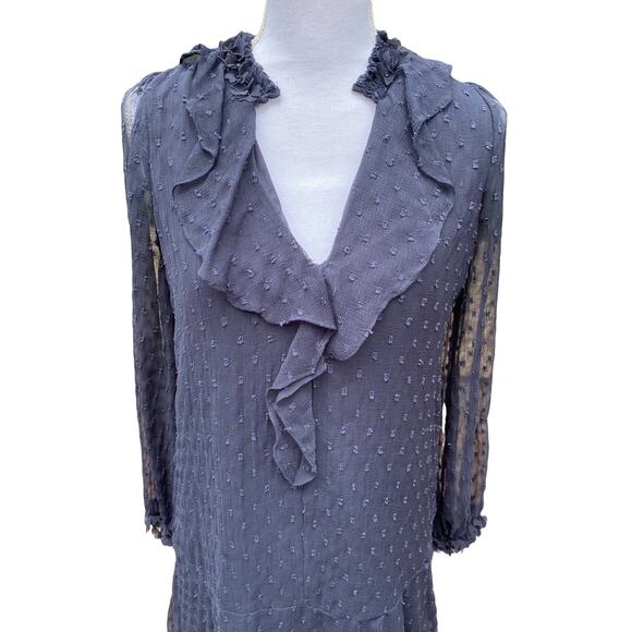 Zara Basic Collection Long Sleeve Dress Blue Dots Women's Size Extra Small - Picture 7 of 12